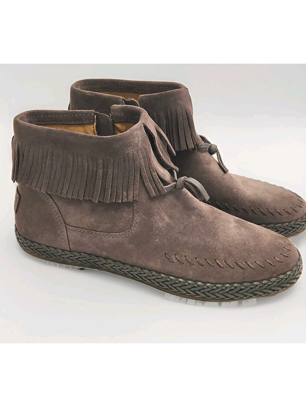 UGG Kennadi Women's 7M Gray Suede Moccasins Shoes Ankle Zip Fringed NWT $160